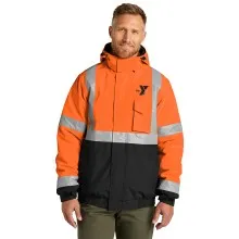 Men's CornerStone® ANSI 107 Class 3 Economy Waterproof Insulated Bomber Jacket - Embroidered w/ Black YMCA Logo